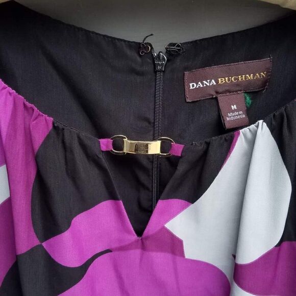 Dana Buchman Purple/Gray/Black Geometric Print Poly Shell -Med - Picture 3 of 5